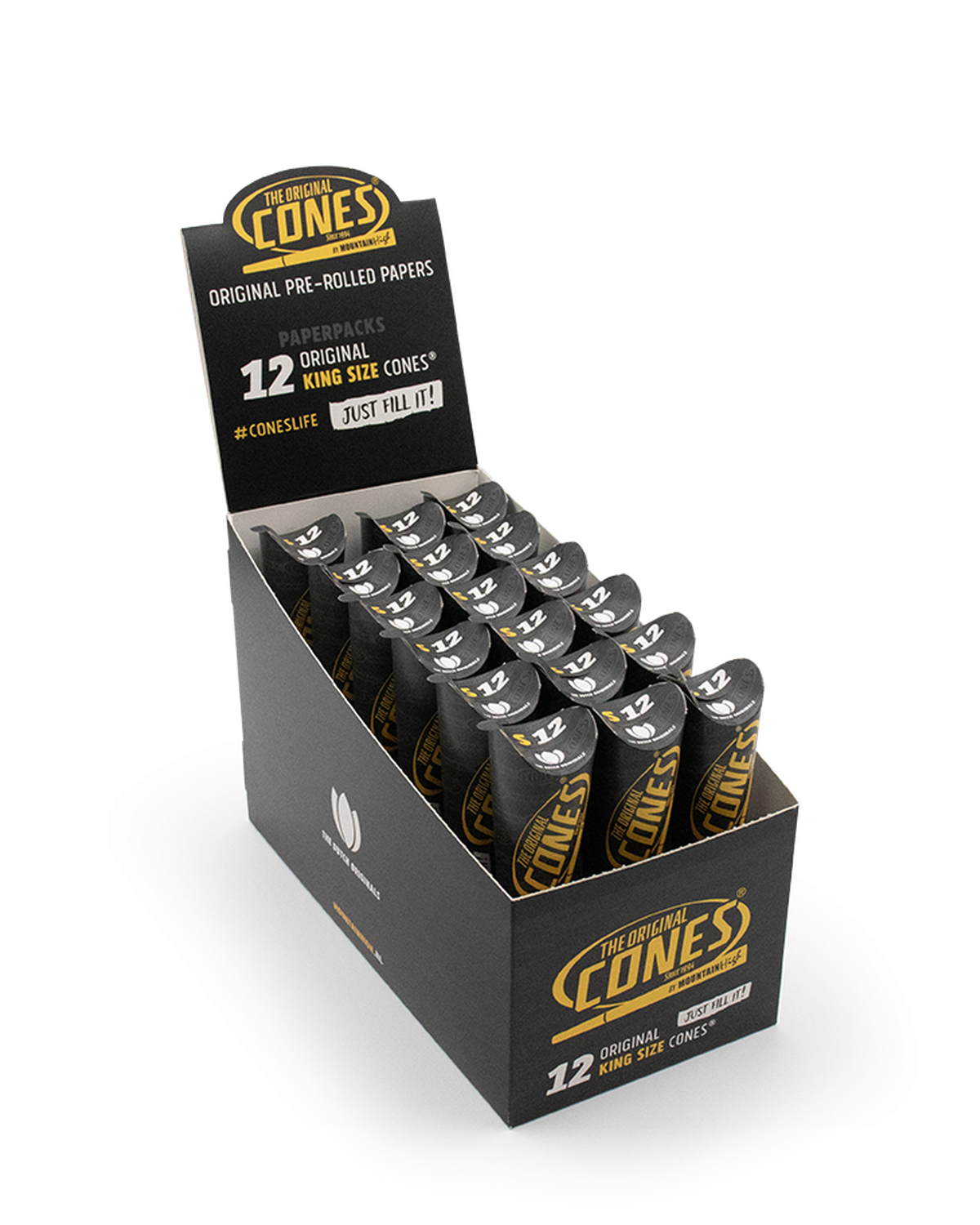 Original Pre Rolled Cones® White King Size 12pcs. - Display contains 18 Paper Packs