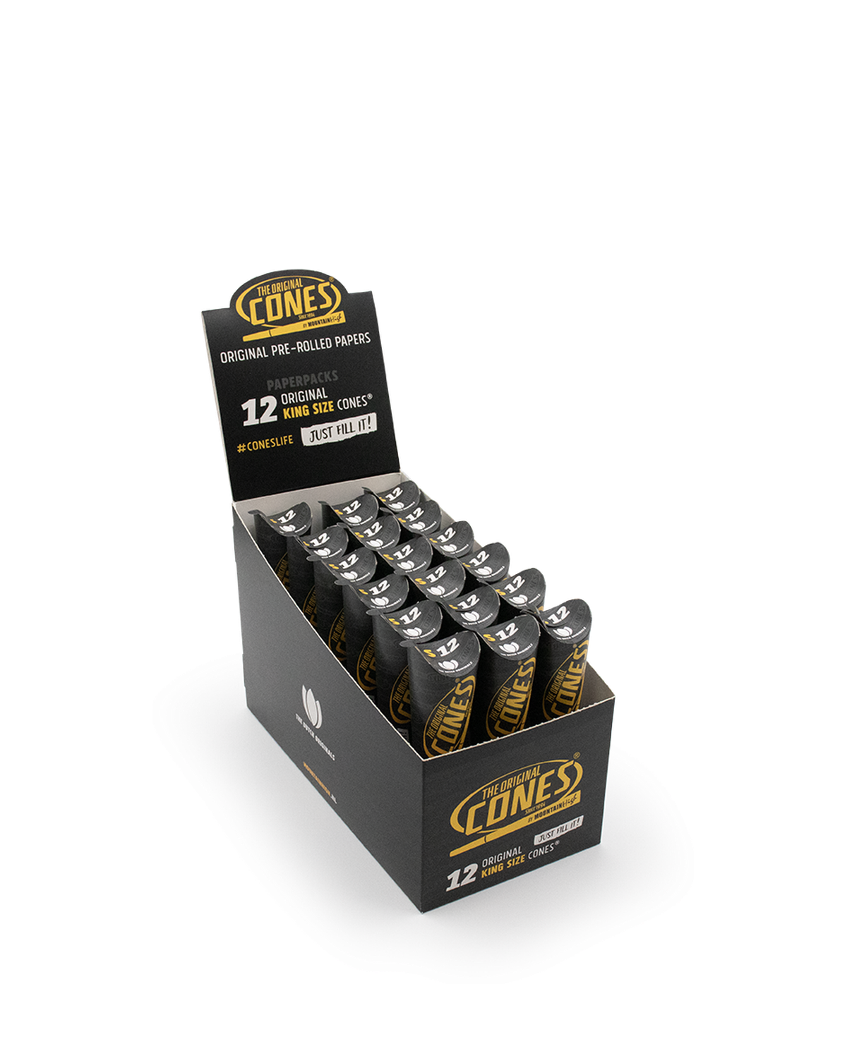 Original Pre Rolled Cones® White King Size 12pcs. - Display contains 18 Paper Packs