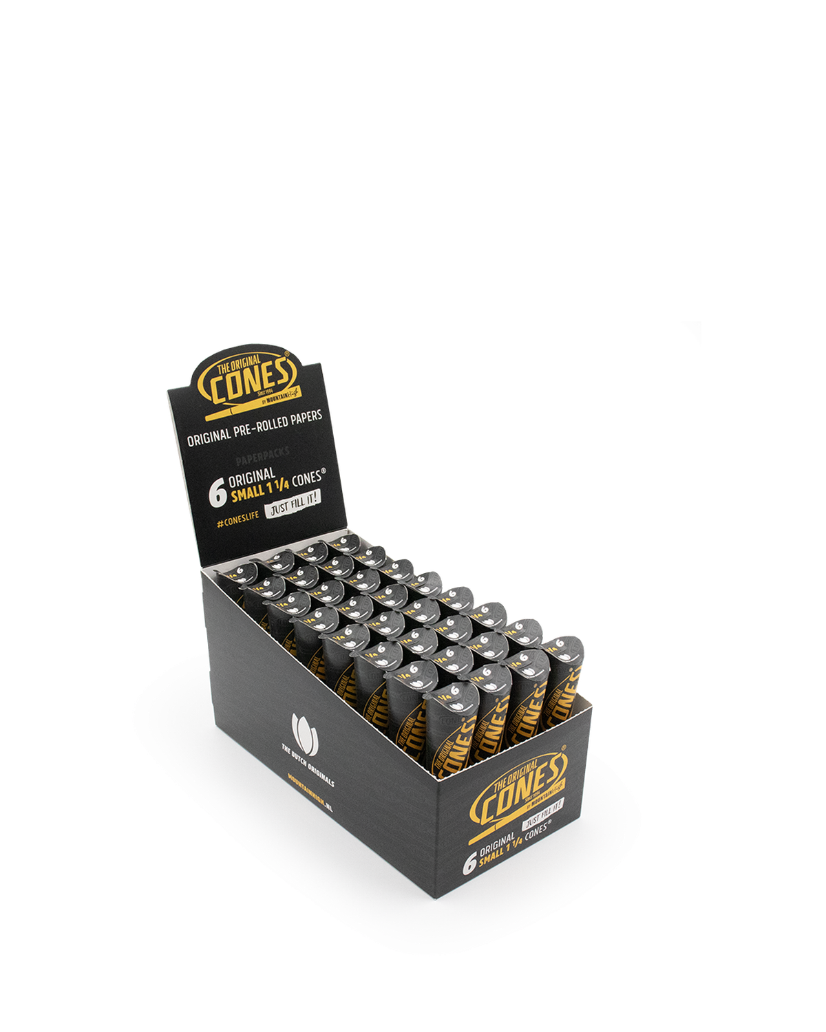 Original Pre Rolled Cones® White Small 1¼ per 6 pcs. - Display contains 32 Paper Packs