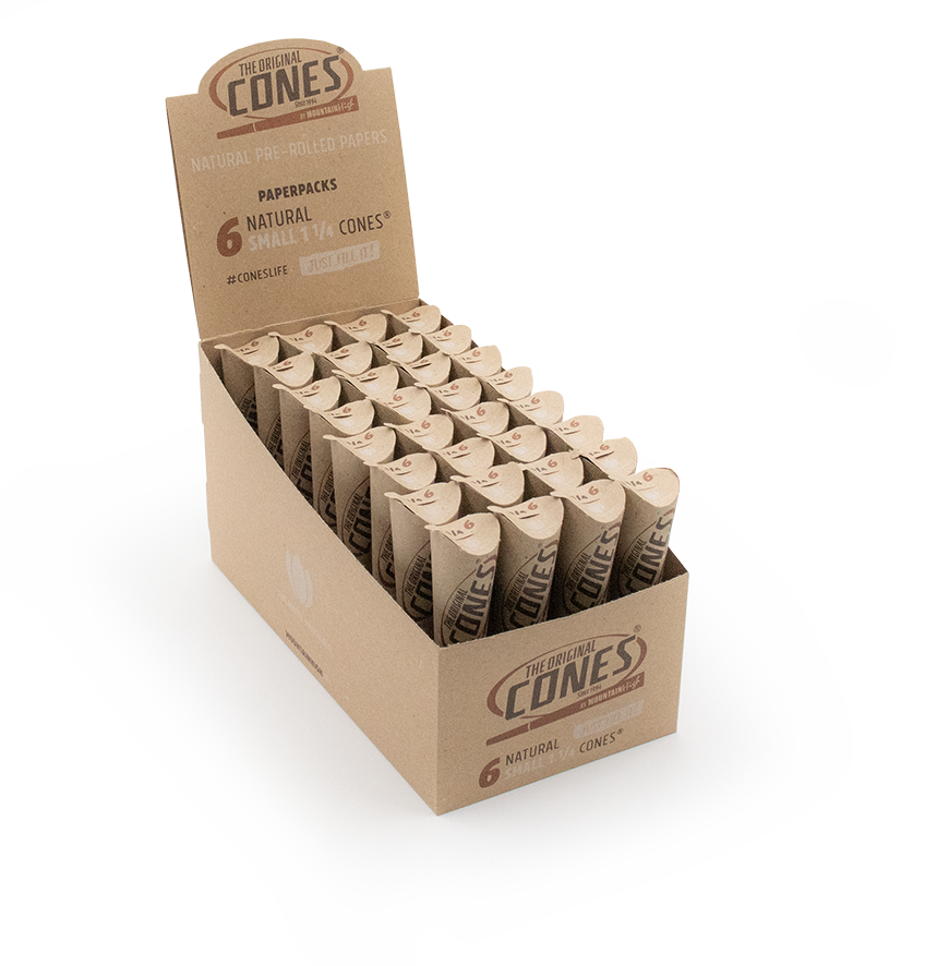 Conos® Naturales preenrollados Marrón Pequeño 1¼ Tamaño 6uds. paquete de papel
