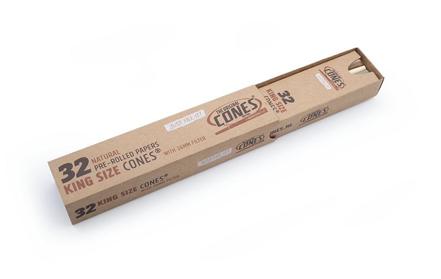 Natural Pre-rolled Cones® Slidebox Brown King Size 32 pcs.