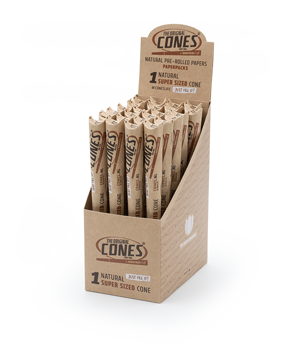 Natural Pre Rolled Super Sized Cones® - Display contains 24 paper packs