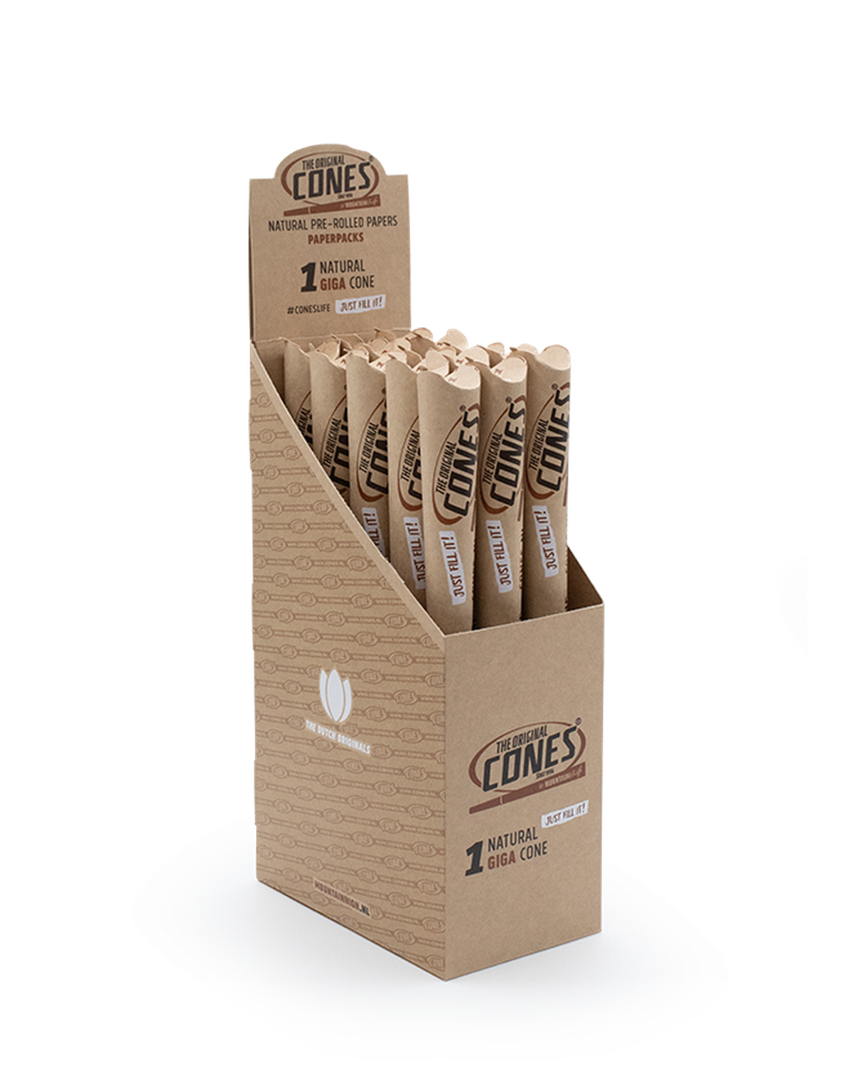 Natural Pre Rolled Giga Cones® - Display contains 15 paper packs