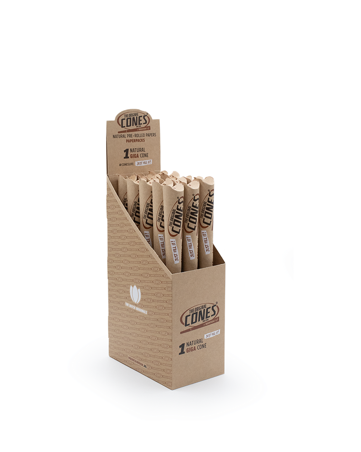 Natural Pre Rolled Giga Cones® - Display contains 15 paper packs
