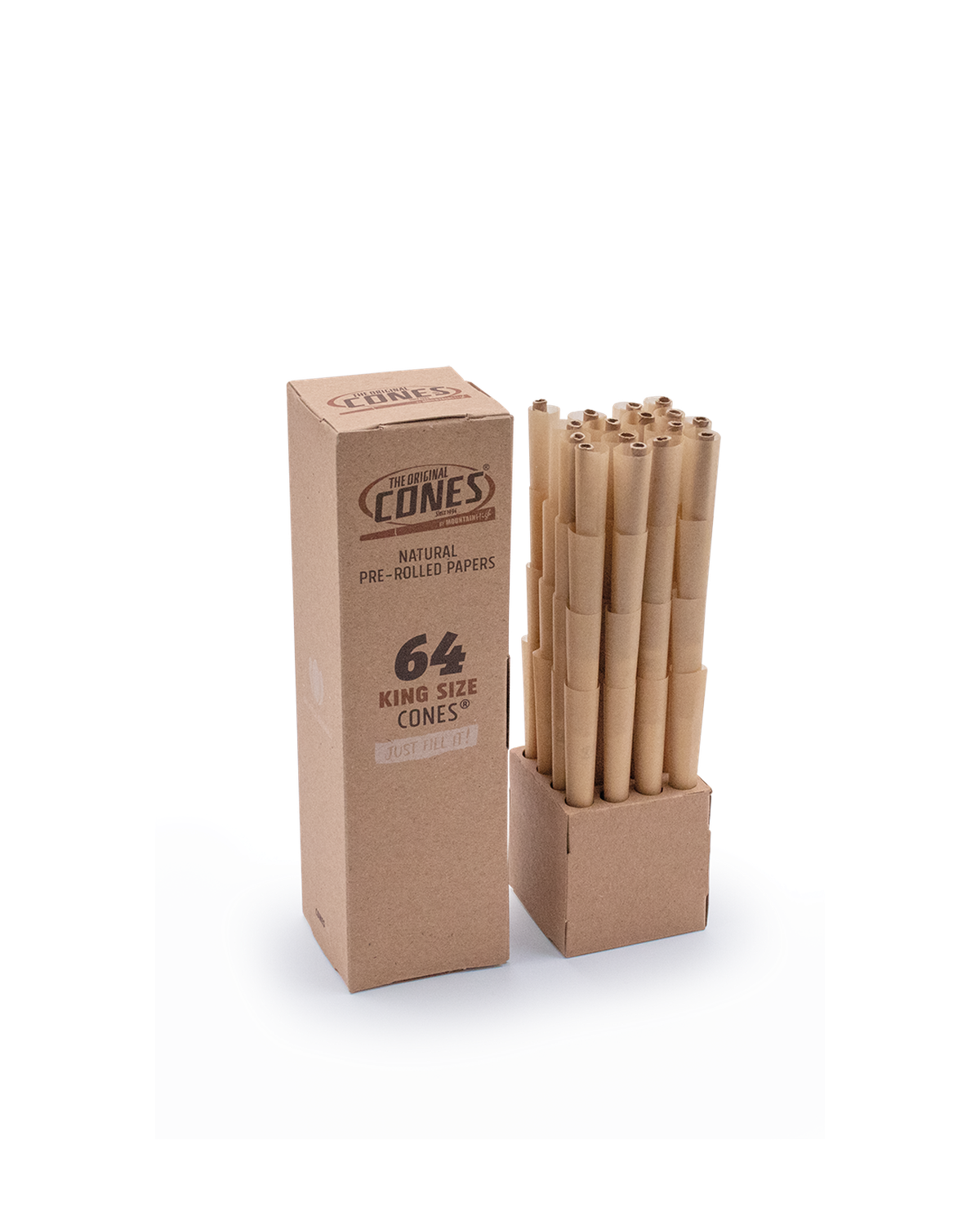 Natural Pre Rolled Cones® Brown King Size 64pcs. Mini Bulk Box