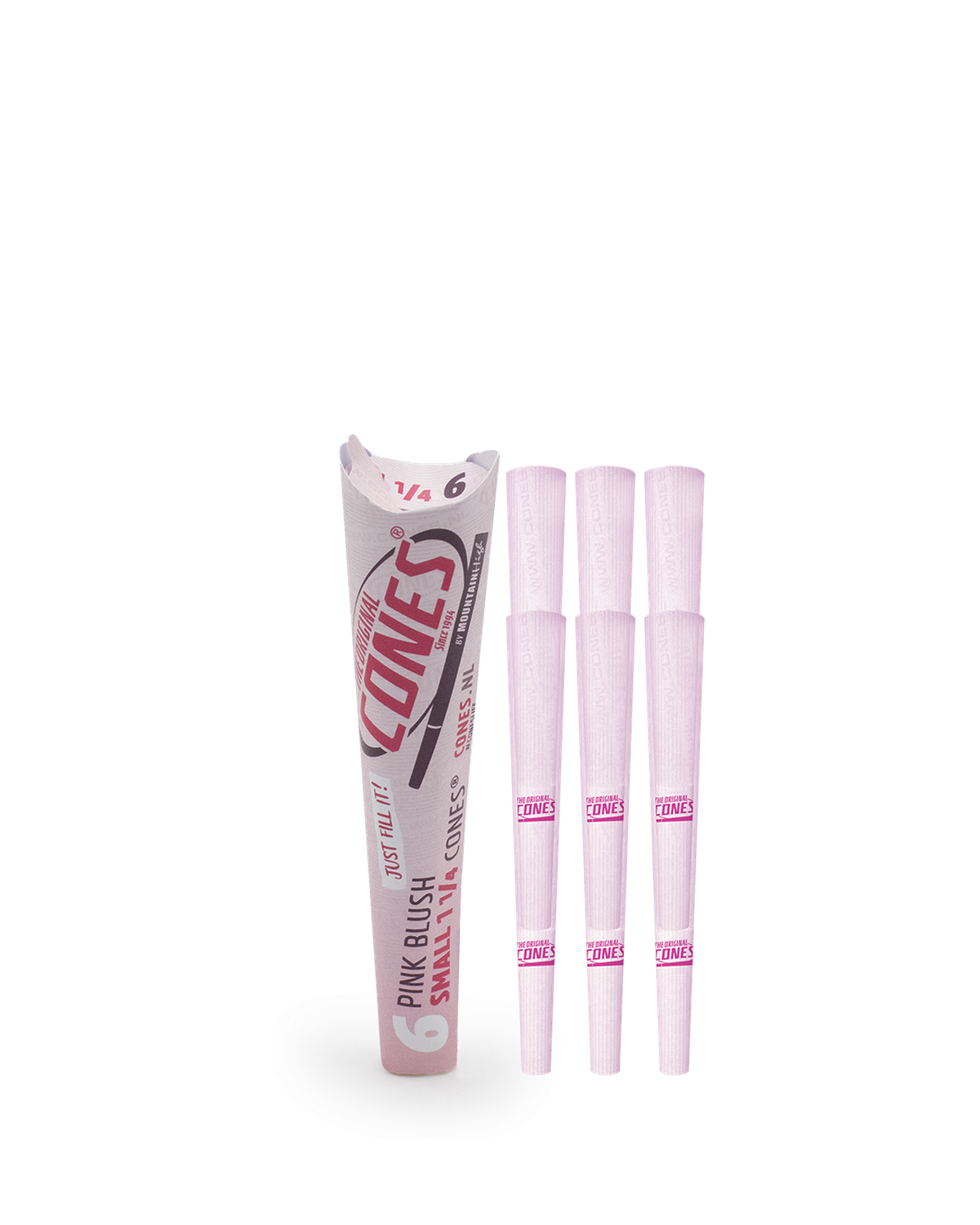 Pink Blush pre rolled Cones® Small 1¼ Size 6pcs. Paper Pack