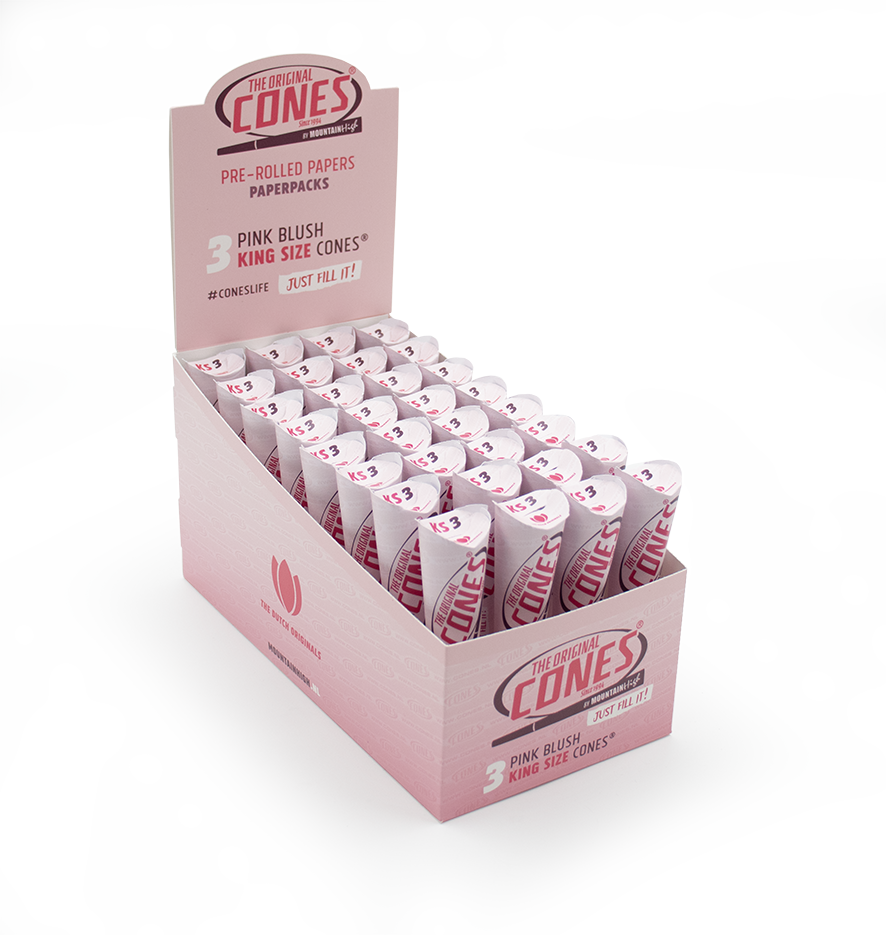 Pink Blush Pre rolled Cones® King Size 3pcs. - Display contains 32 packs
