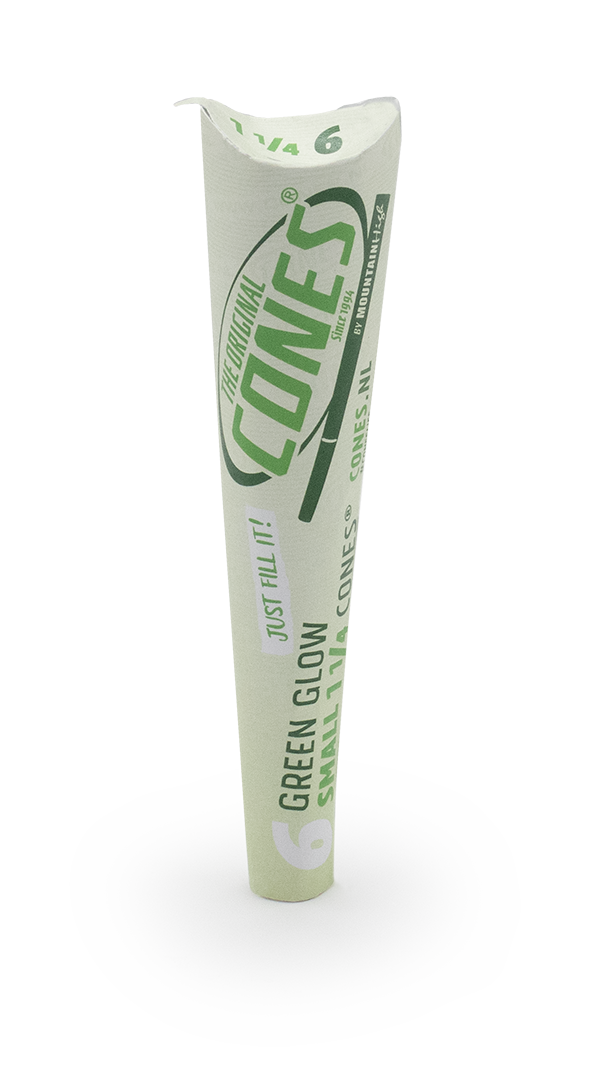 Green Glow Pre rolled Cones® Small 1¼ 6pcs. - Display contains 32 packs