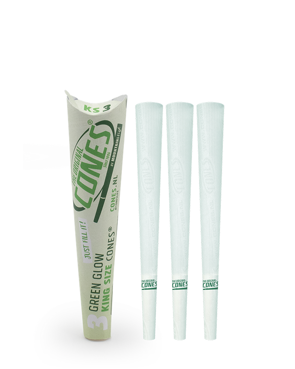 Green Glow Pre Rolled Cones® King Size 3pcs. Paper Pack
