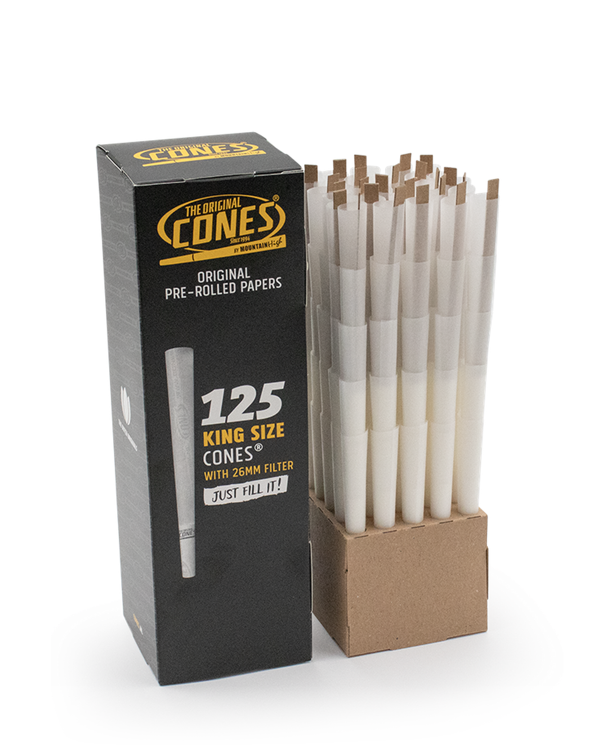 Original Pre Rolled Cones® White King Size 125pcs. Mini Bulk Box