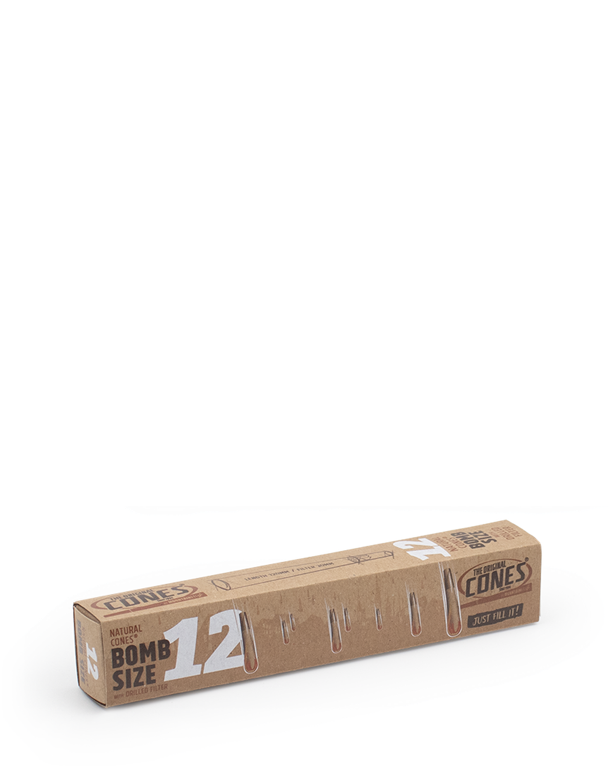 Natural Pre Rolled Cones® Bomb Size 12pcs. Slidebox