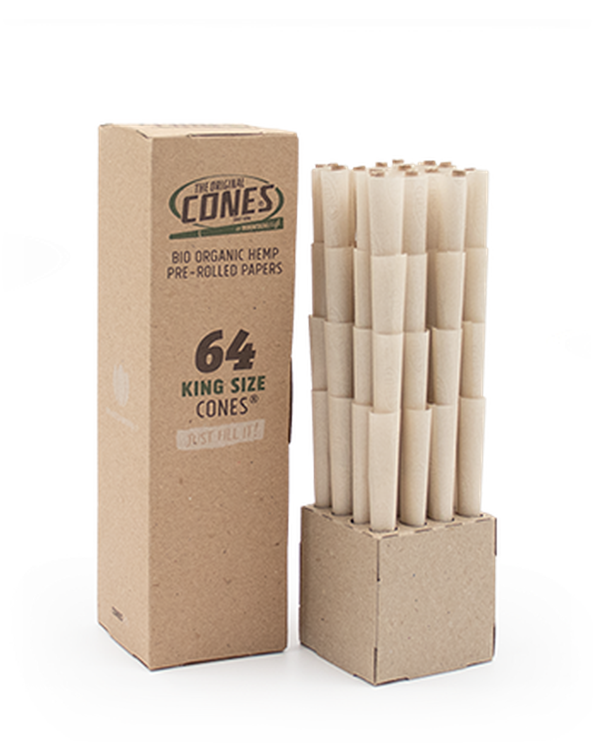 Bio Organic Hemp Pre Rolled Cones® Hemp King Size 64pcs. Mini Bulk Box