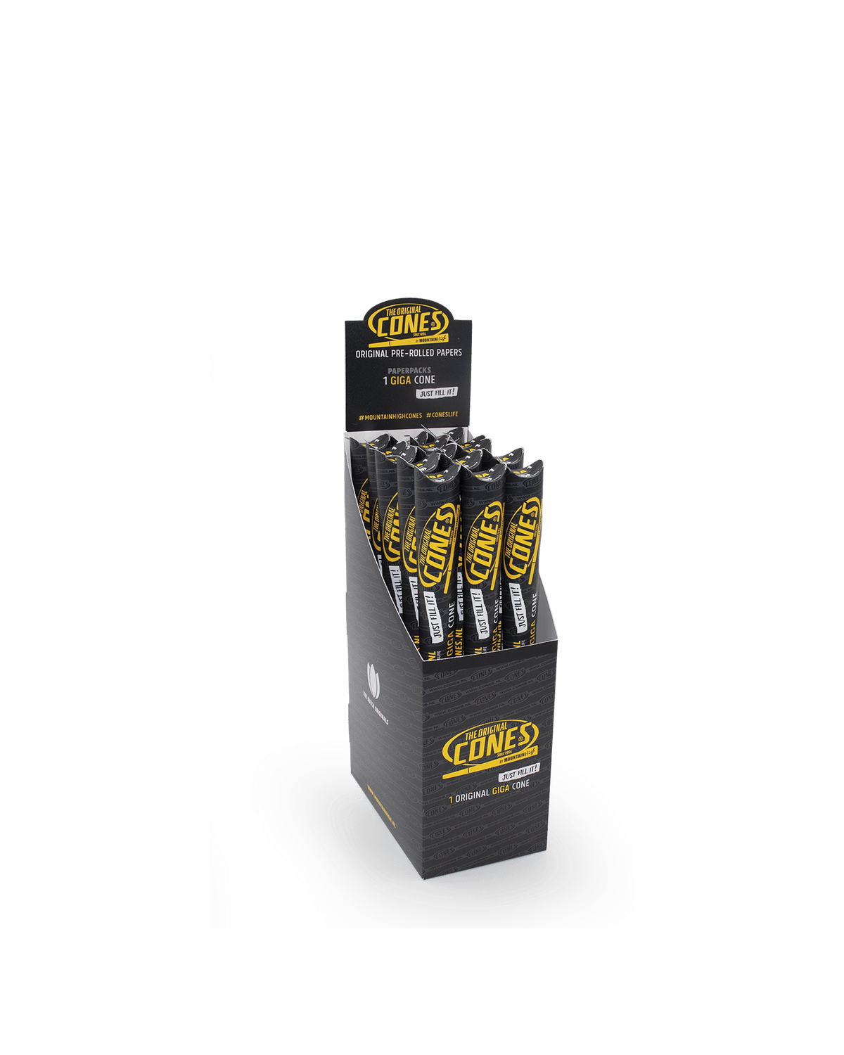 Original Pre Rolled Cones® White Giga 1pc. - Display contains 15 Paper Packs