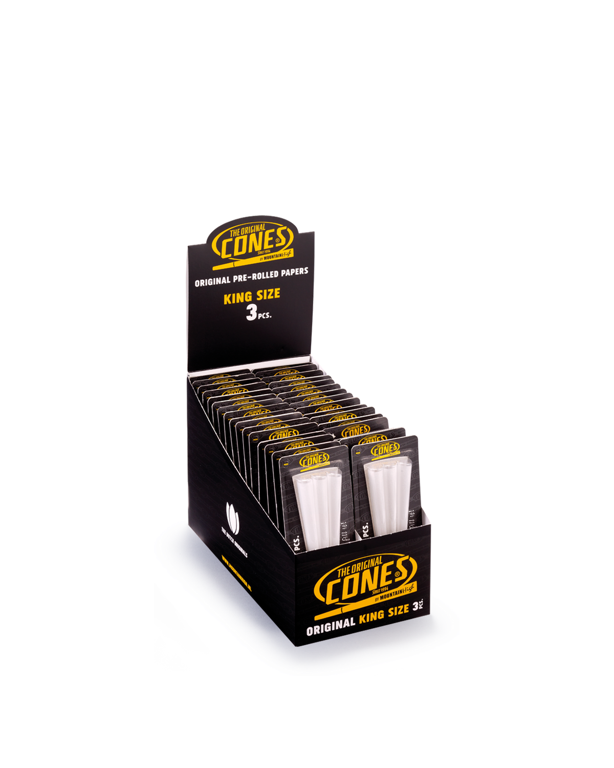 Original Pre Rolled Cones® White King Size 3pcs. - Display contains 32 Blister Packs