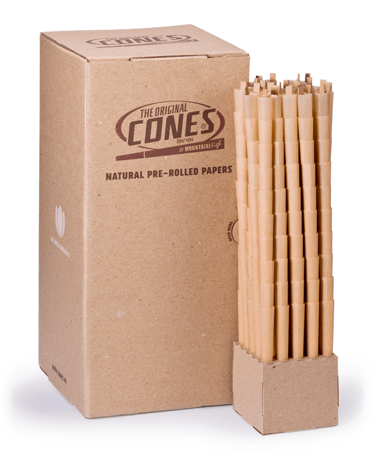 Natural Pre Rolled Cones® Brown King Size 109/20 - Bulk Box contains 1000pcs.
