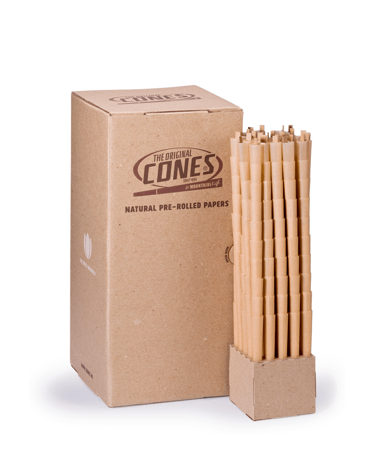 Natural Pre Rolled Cones® Brown King Size 109/20 - Bulk Box contains 1000pcs.