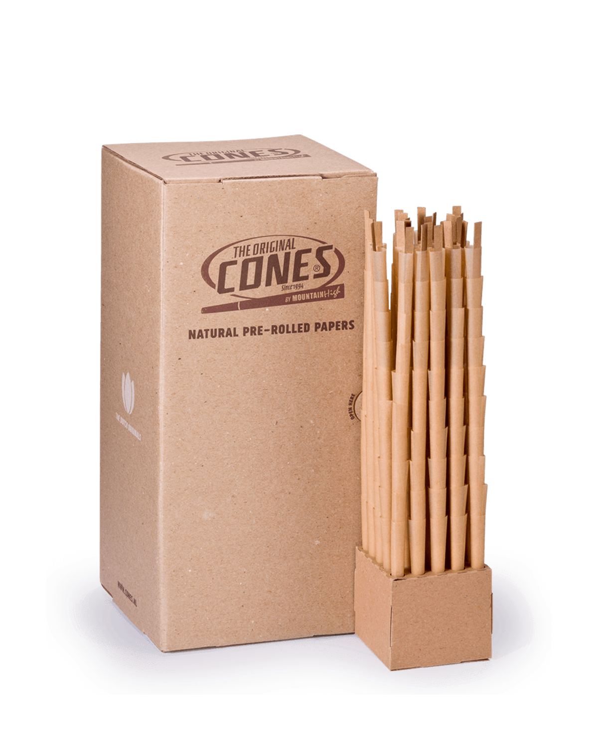 Natural Pre Rolled Cones® Brown Small 98/20- Bulk Box contains 1000 pcs.