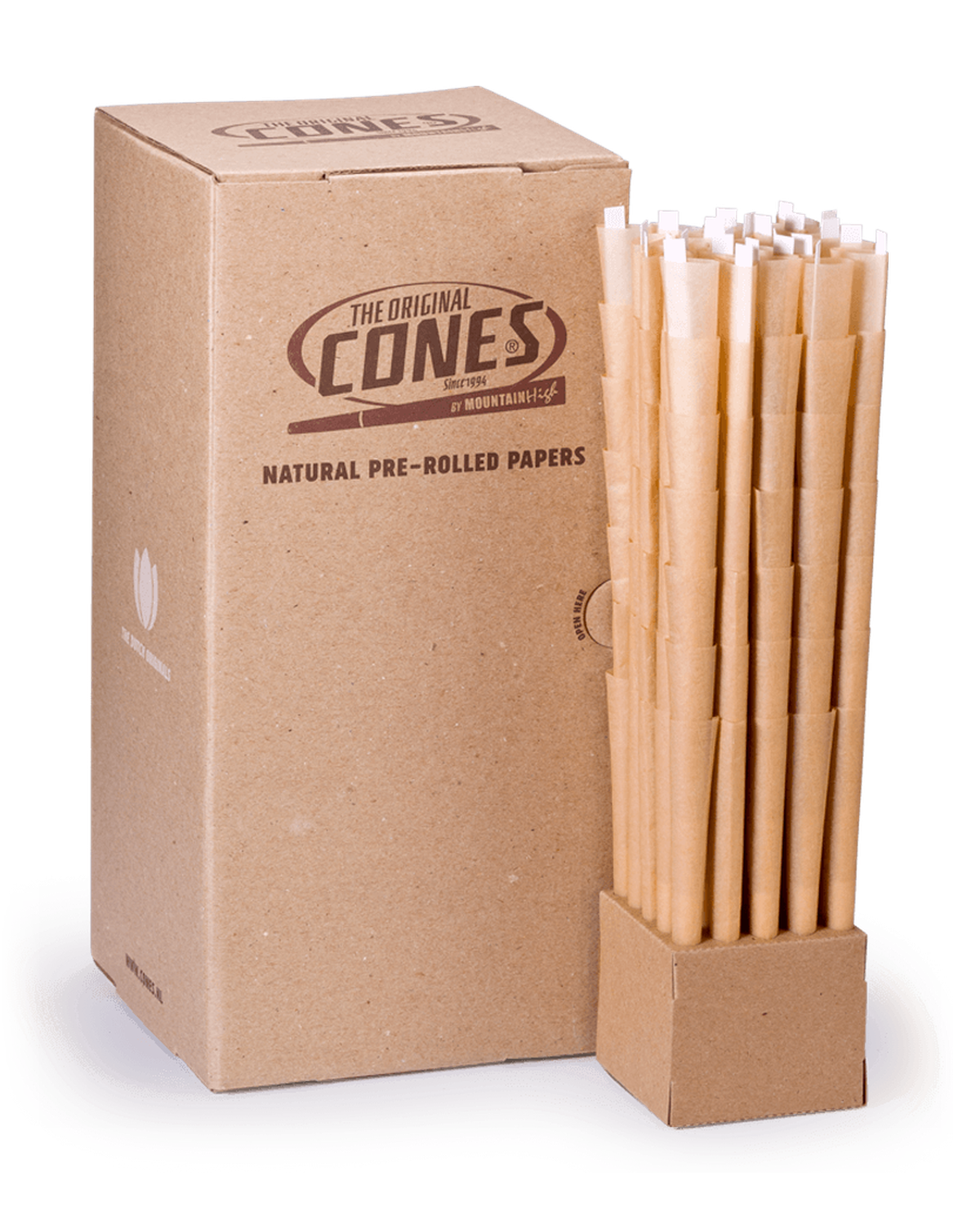 Natural Pre Rolled Cones® Brown Party Size 140/26 - Bulk Box contains 700pcs.