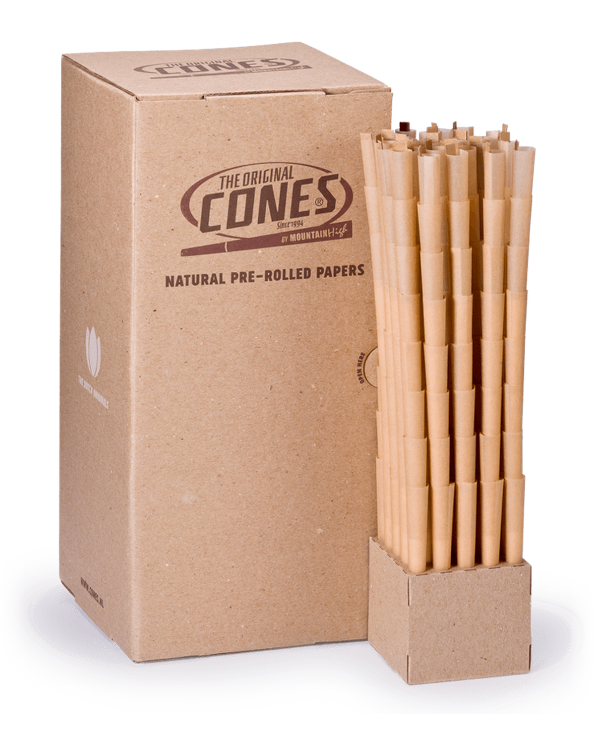 Natural Pre Rolled Cones® Brown Small De Luxe 98/26 - Bulk Box contains 800pcs.