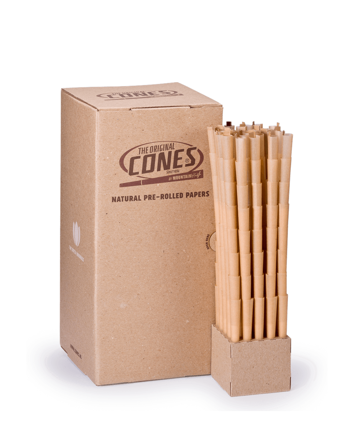Natural Pre Rolled Cones® Brown Small De Luxe 98/26 - Bulk Box contains 800pcs.