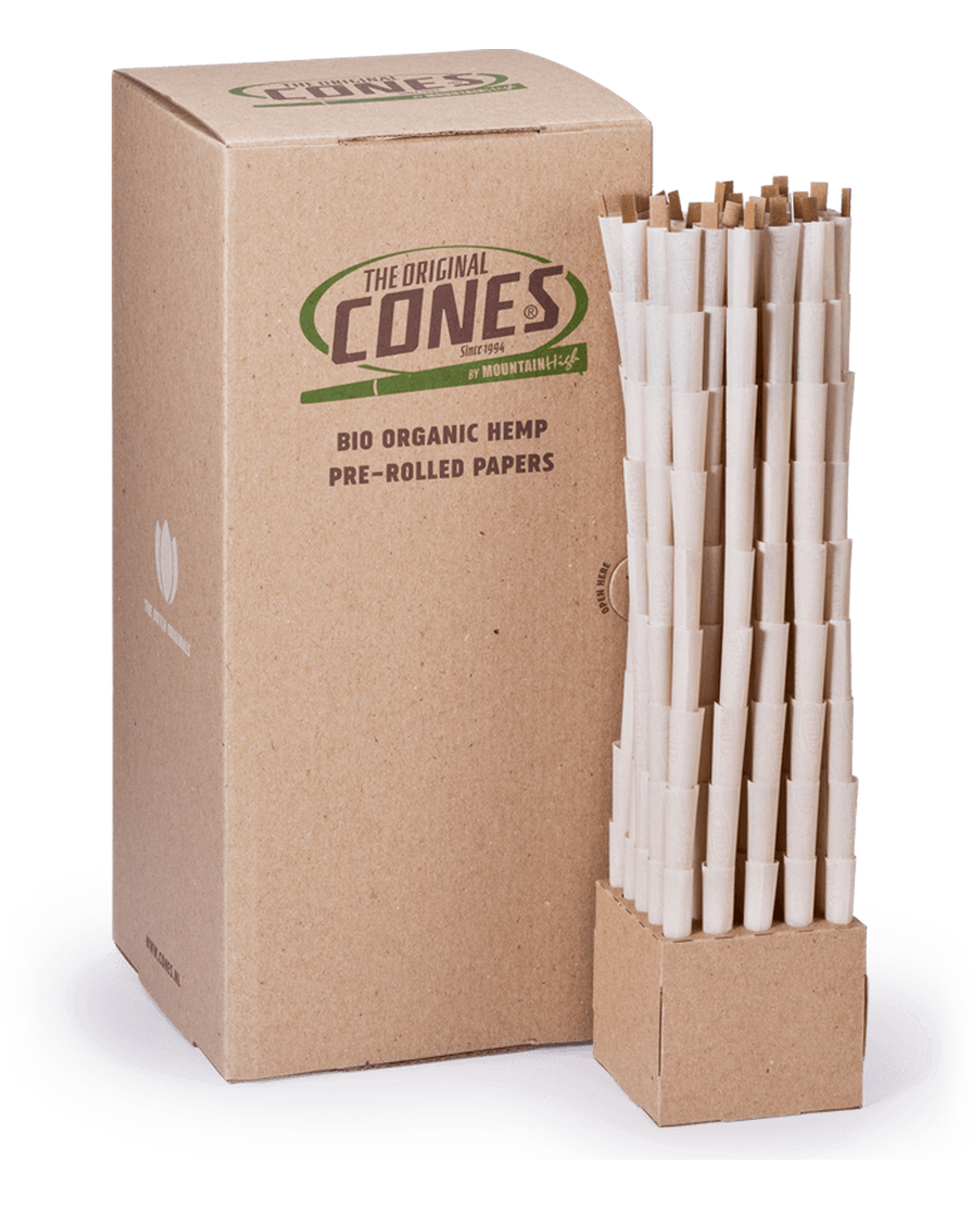 Bio Organic Hemp Pre Rolled Cones® Hemp Small 1¼ 84/26 - Bulk Box contains 900pcs.
