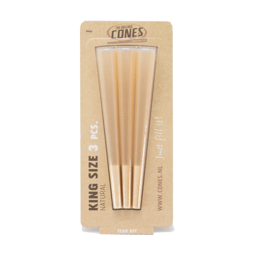 Natural pre rolled Cones® Brown King Size 3pcs. - Display contains 32 blister packs