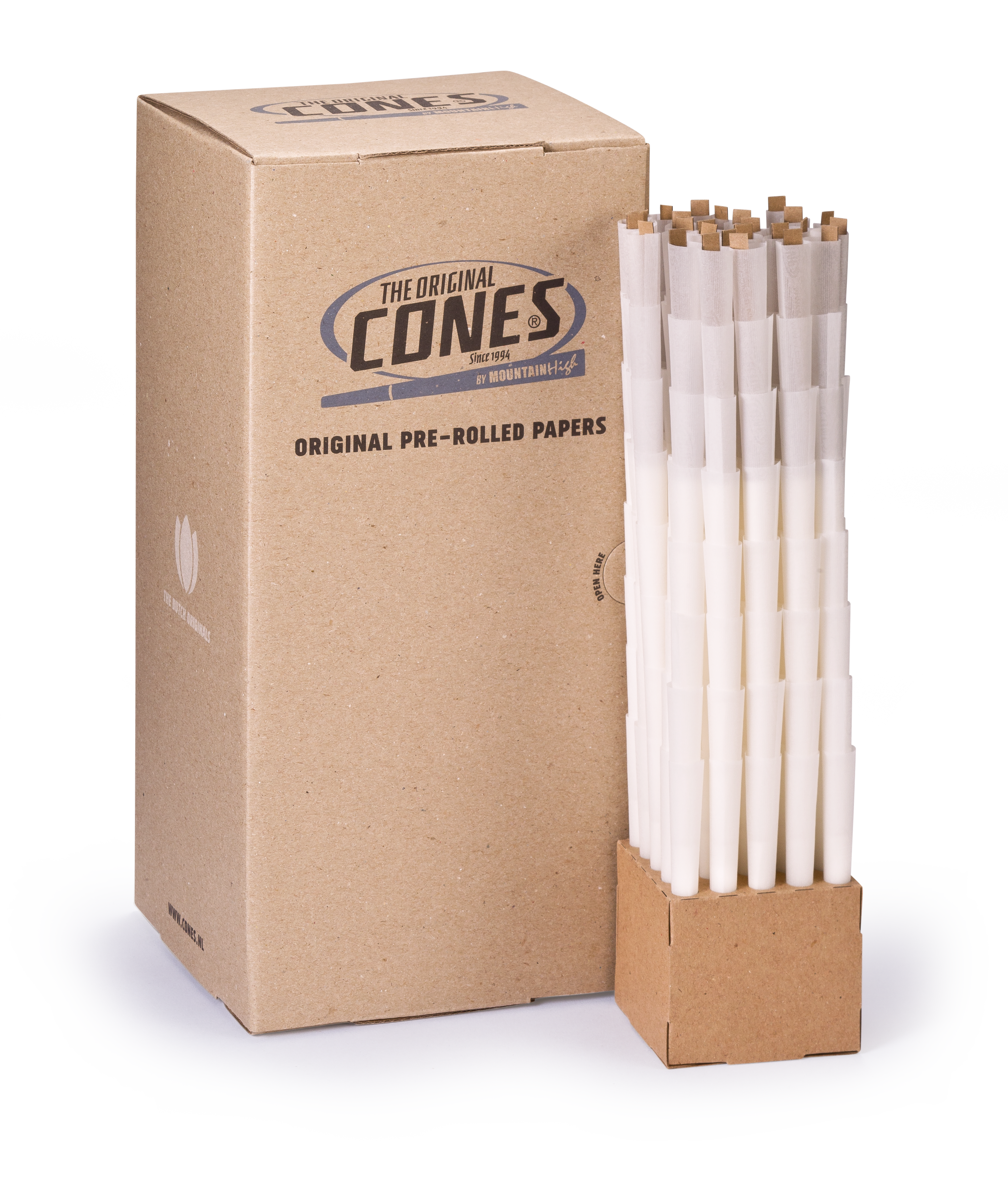 Original Pre-Rolled Cones® White King Size 109/26 – Box enthält 800 Stück.