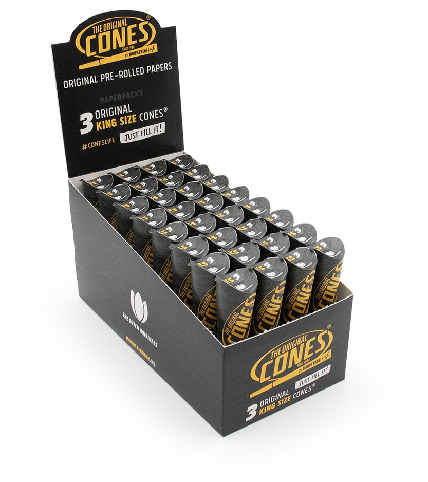 Original Pre rolled Cones® White King Size 3pcs. - Display contains 32 packs