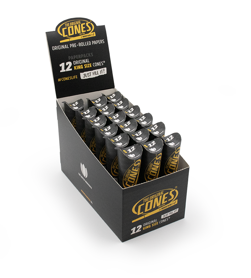 Original Pre Rolled Cones® White King Size 12pcs. - Display contains 18 paper packs