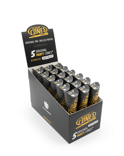 Original Pre Rolled Cones® White Party 5pcs. - Display contains 18 Paper Packs