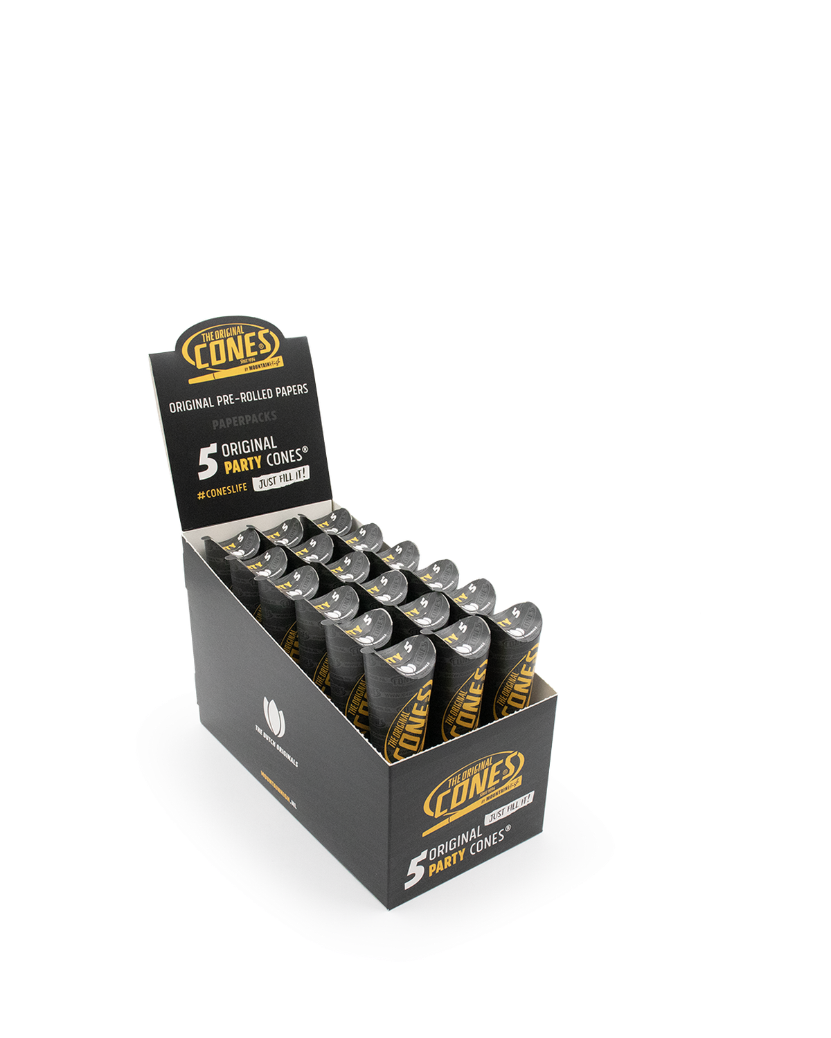 Original Pre Rolled Cones® White Party 5pcs. - Display contains 18 Paper Packs