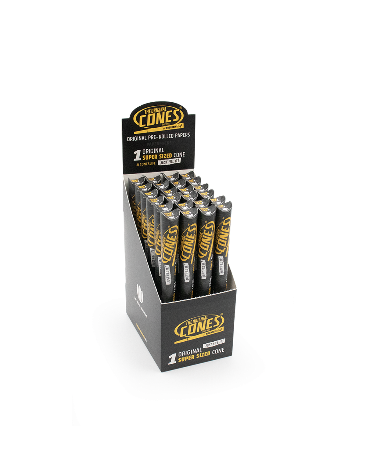 Original Pre Rolled Cones® White Super Sized  - Display contains 24 Paper Packs
