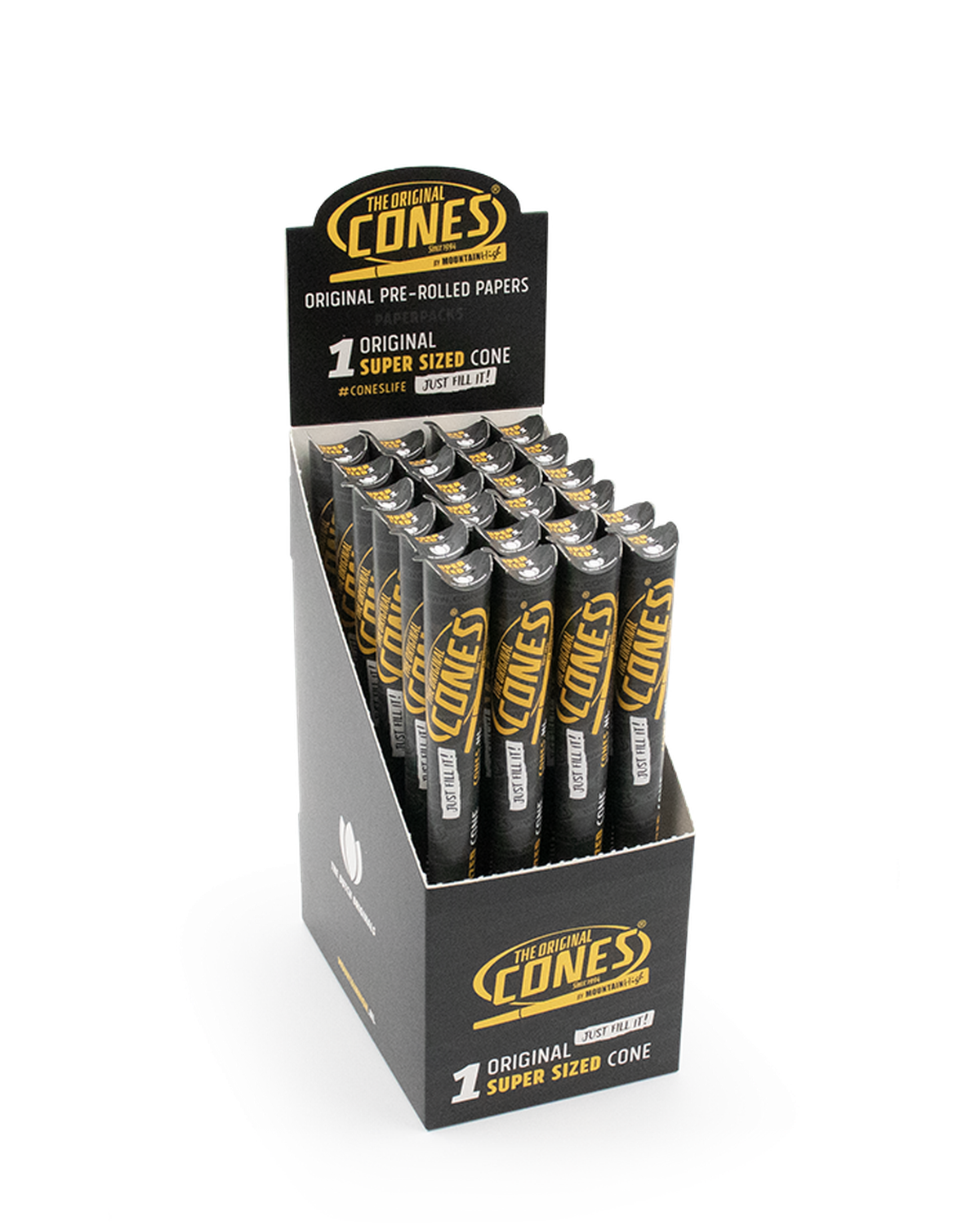 Original Pre Rolled Cones® White Super Sized  - Display contains 24 Paper Packs
