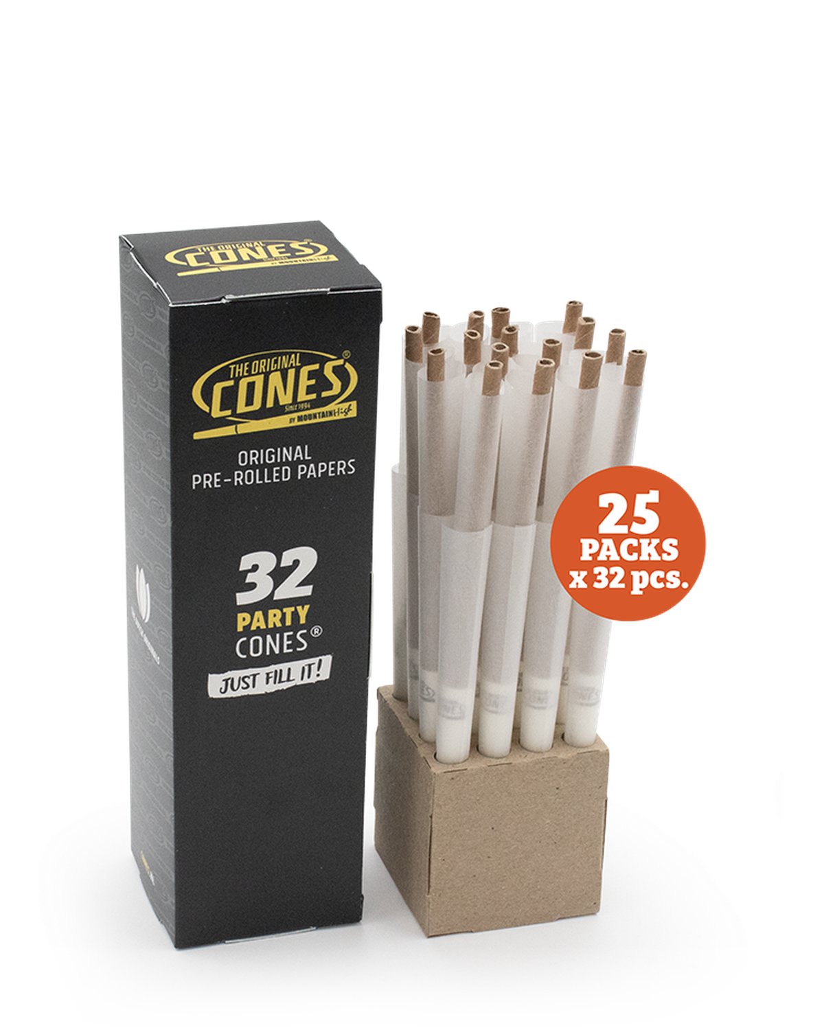 Original Pre Rolled Cones® White Party 32pcs. - 25 Mini Bulk Boxes x 32pcs. per Master Case