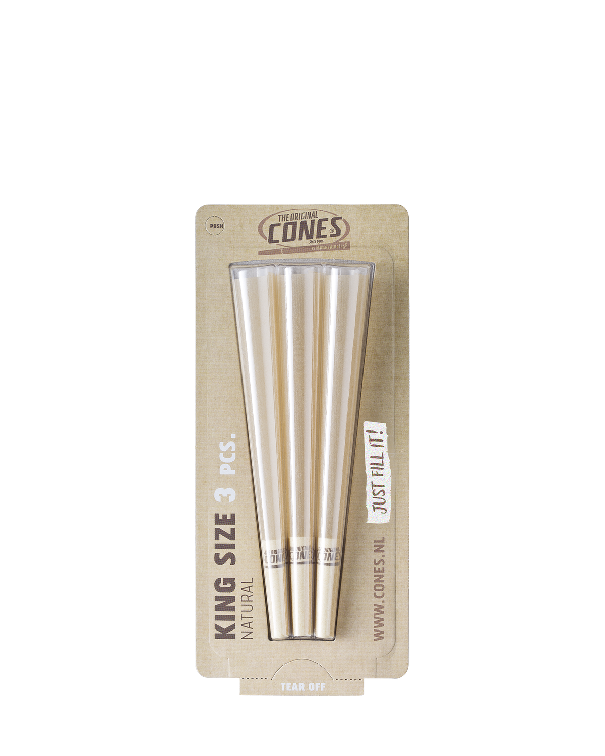Natural Pre Rolled Cones® Brown King Size 3pcs. Blister Pack