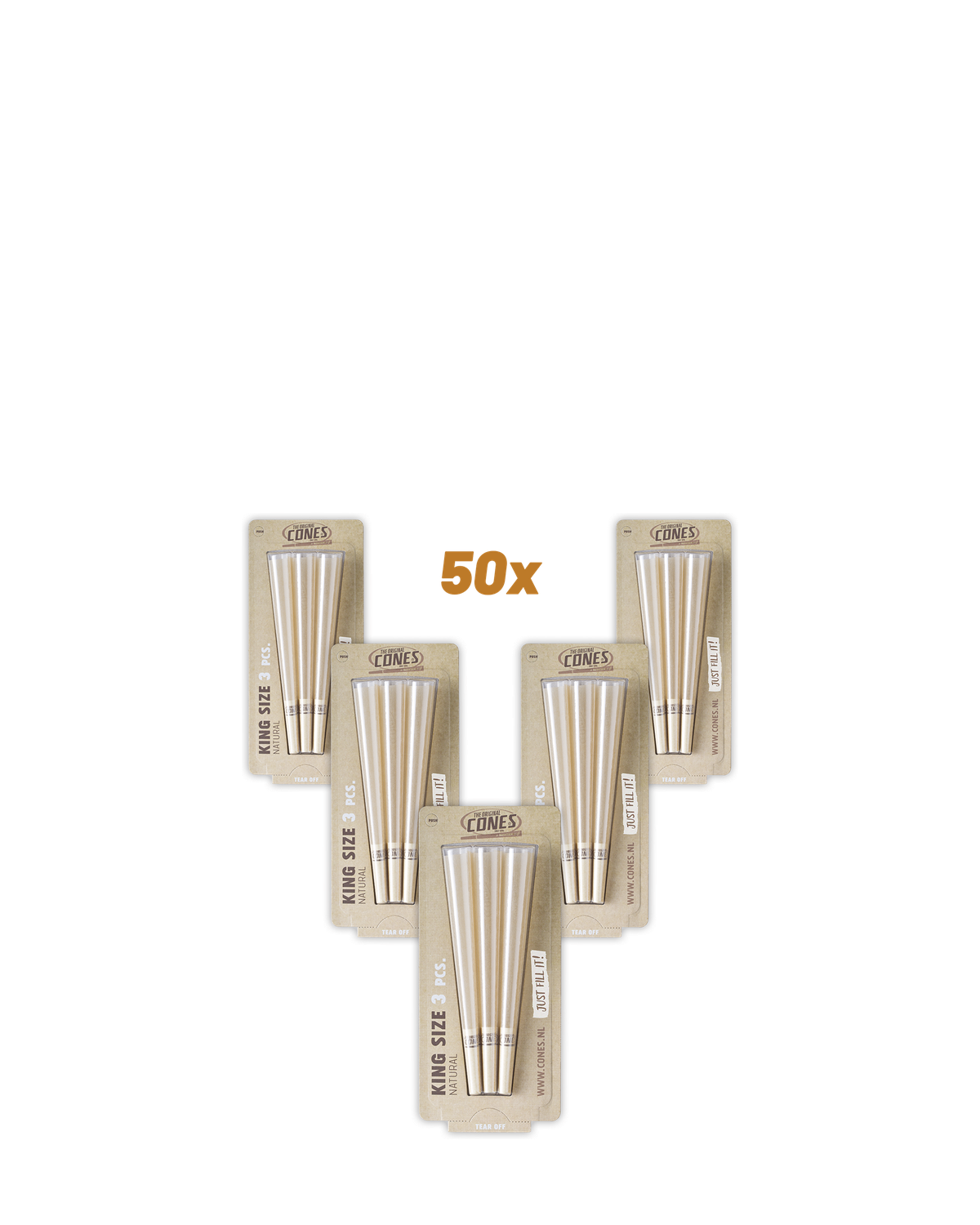 Natural Pre Rolled Cones® Brown King Size 3pcs. - 50 x 3pcs. per Master Case