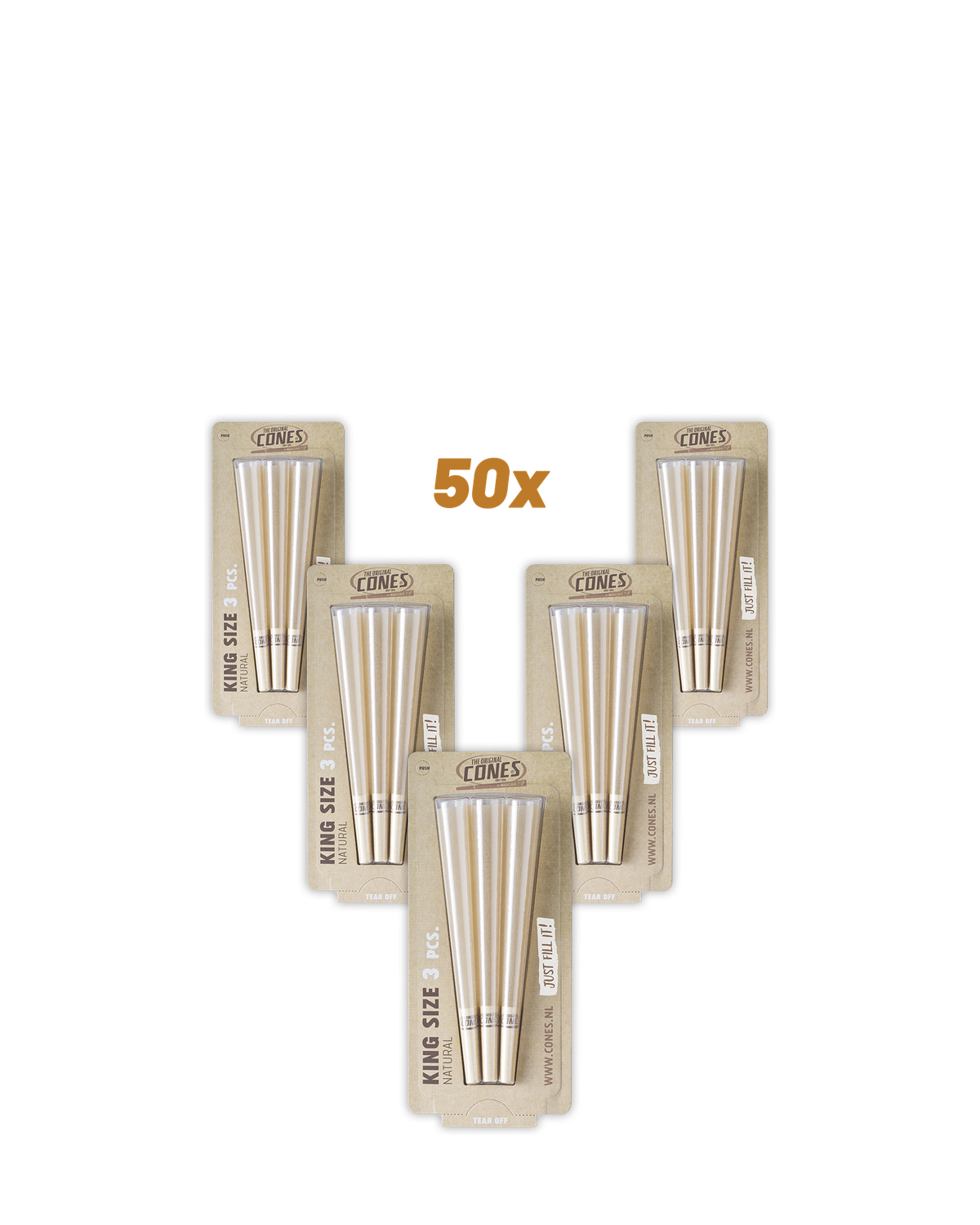 Natural Pre Rolled Cones® Brown King Size 3pcs. - 50 x 3pcs. per Master Case