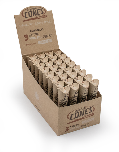 Natural Pre Rolled Cones® Brown King Size 3pcs. paper pack