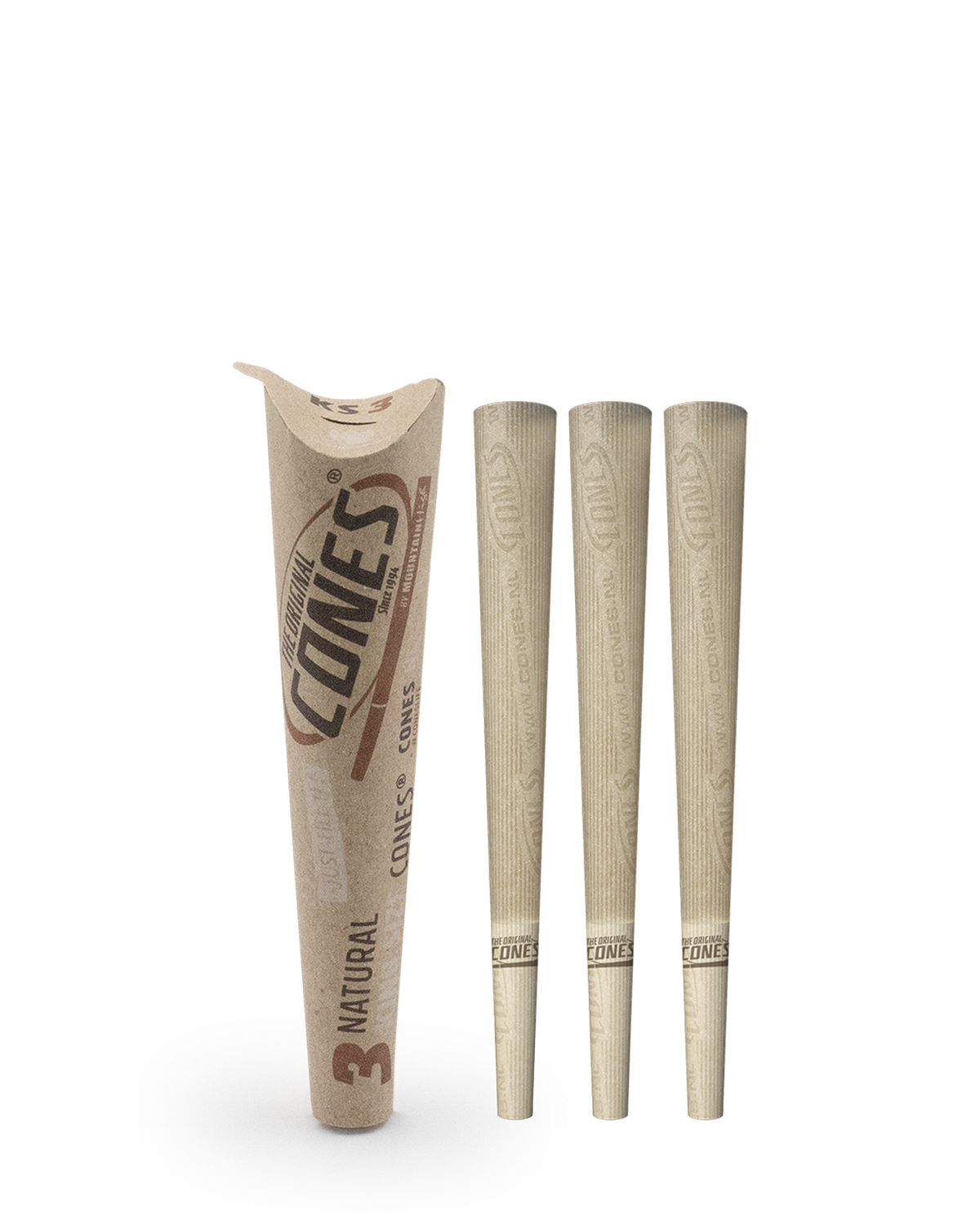 Natural Pre Rolled Cones® Brown King Size 3pcs. Paper Pack