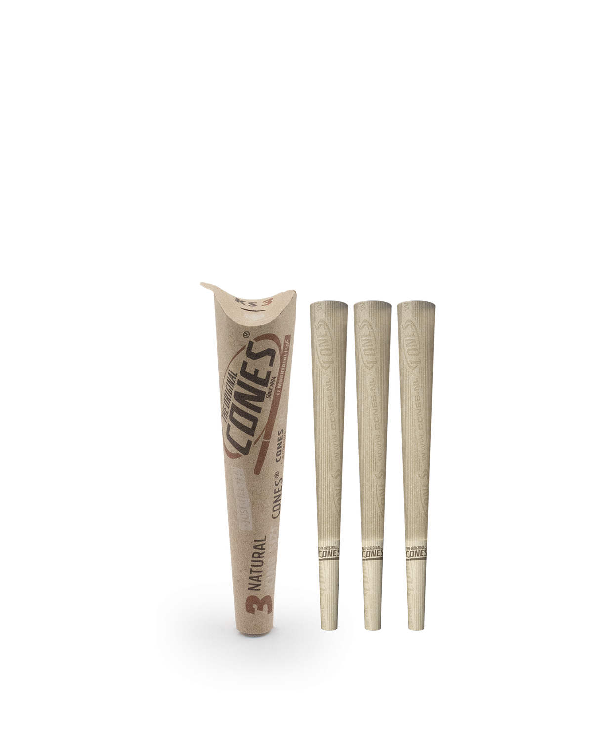 Natural Pre Rolled Cones® Brown King Size 3pcs. Paper Pack