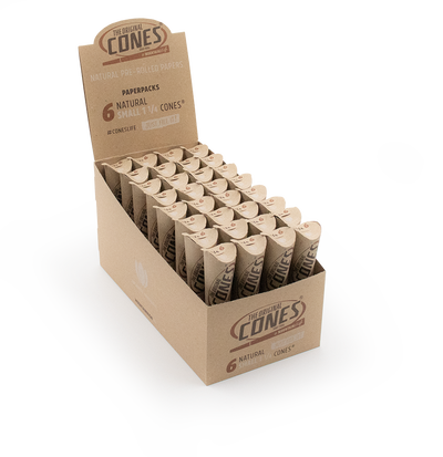 Natürliche vorgerollte Cones® Braun Klein 1¼ Größe 6er Papierpackung