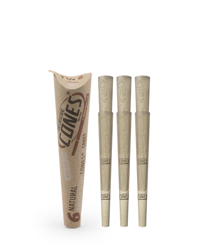 Natural pre rolled Cones® Brown Small 1¼ Size 6pcs. Paper Pack