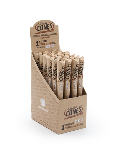 Natural Pre Rolled Super Sized Cones® - Display contains 24 paper packs