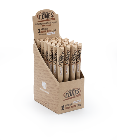 Natural Pre Rolled Super Sized Cones® - Display contains 24 paper packs