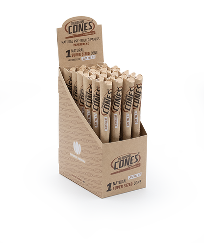 Natural Pre Rolled Super Sized Cones® - Display contains 24 paper packs