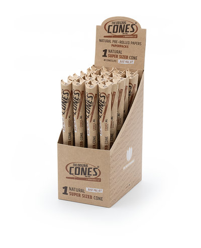 Natural Pre Rolled Super Sized Cones® - Display contains 24 paper packs