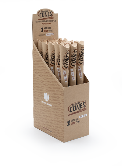 Natural Pre Rolled Giga Cones® - Display contains 15 paper packs