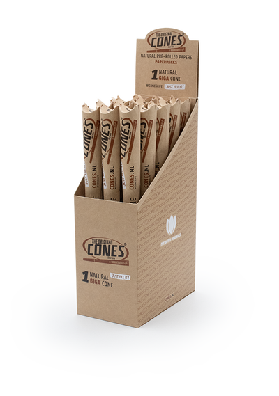 Natural Pre Rolled Giga Cones® - Display contains 15 paper packs