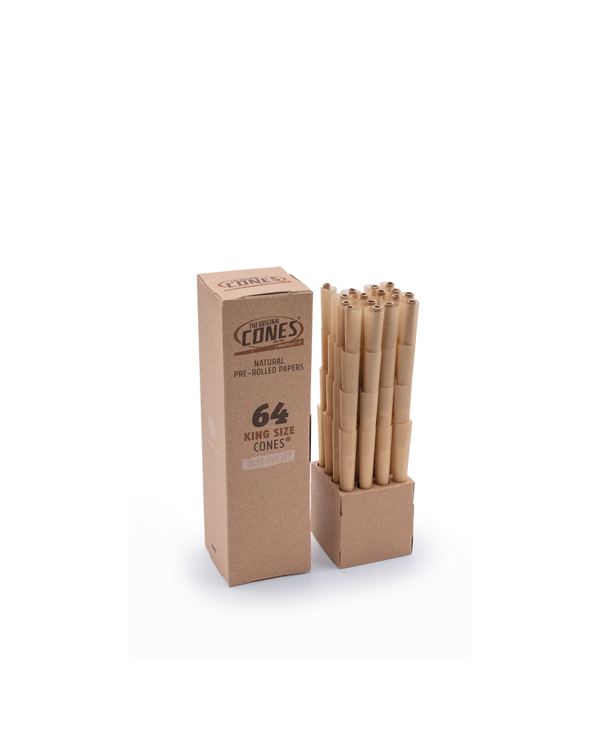Natural Pre Rolled Cones® Brown King Size 64pcs. Mini Bulk Box