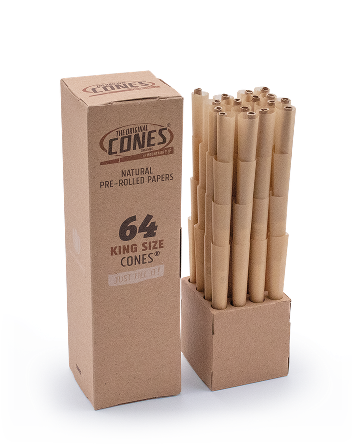 Natural Pre Rolled Cones® Brown King Size 64pcs. Mini Bulk Box